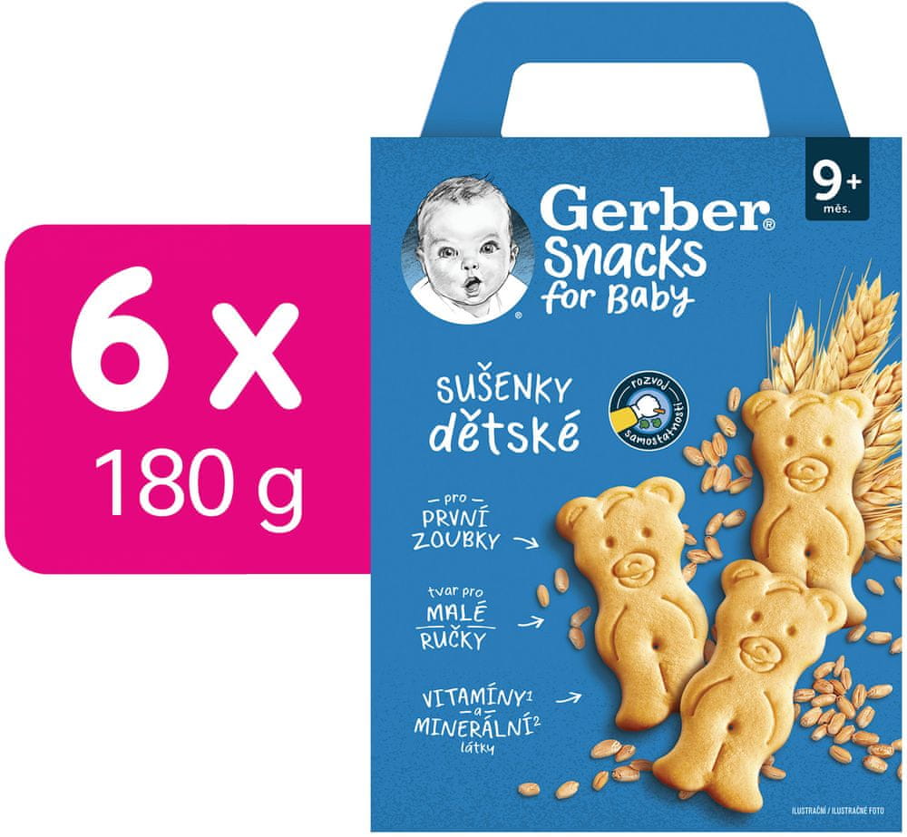 Gerber detské sušienky 6 x 180 g